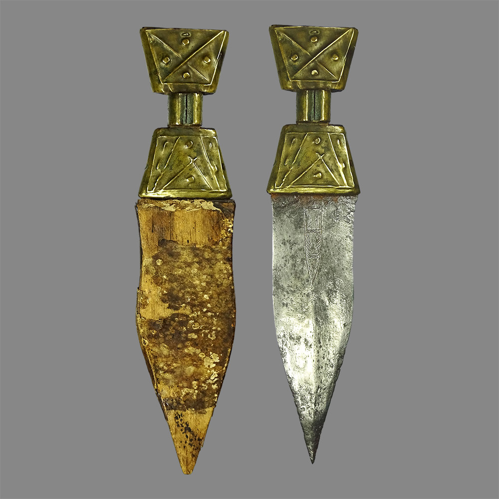 Brass-Plated Dagger with Sheath Fang, Gabon