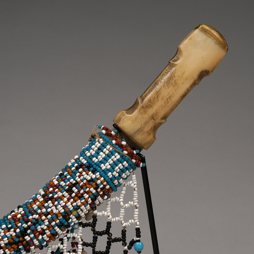 Curved Short Sword in Beaded Sheath, Mahdist, Sudan